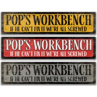 Pops Werkbank, Wenn Er Es Nicht Reparieren Kann, Sind Wir Alle Verschraubt Schild, Personalisiertes Pop-Geschenk, Metall-Benutzerdefiniertes von SignsbyLindaNee