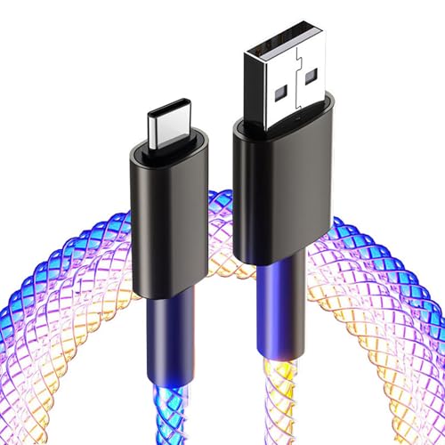 Sikai 1M RGB USB A auf Typ C Ladekabel, LED-Ladekabel 66W Schnellladung, RGB Licht Gradual Kabel für Samsung S23/S22/Z Flip 4/Z Fold 4/S21/S20/A53/A52/Huawei P30/P20,Sony,Xiaomi(Kabel USB A-C) von SIKAI CASE