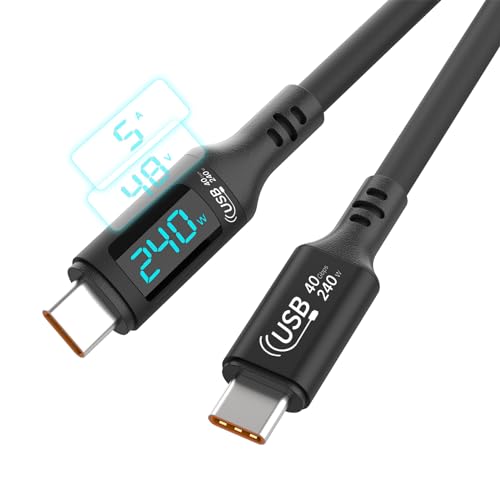 Sikai Thunderbolt 4 Kabel (TBT4)- 240W USB C Ladekabel mit Display - USB4.0 Typ C auf TYP C Kabel - 40Gbps 8K 60Hz, Kompatibel mit Laptops/Tablets/Computer/VR/SSD/eGPU/iPhone15/Mate60 (0,5 Meter) von SIKAI CASE