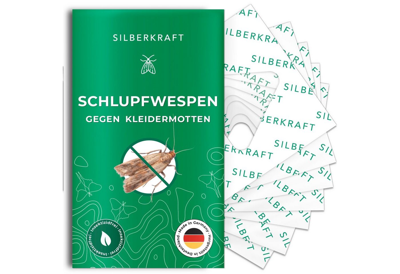 Silberkraft Insektenvernichtungsmittel Schlupfwespen gegen Kleidermotten - Chemiefreie Bekämpfung, 36-St., Die natürlichste Methode Motten zu bekämpfen - Langzeitwirkung von Silberkraft