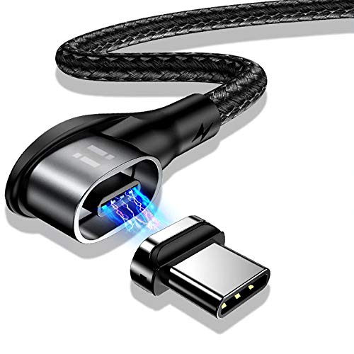 20cm 90 Grad PLATINUM Nylon Magnet USB C Schnellladekabel Quick Charge 3.0 Datenkabel - 1x Winkel Kabel + 1x USB-C Stecker von SilicOne