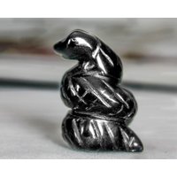 Miniatur Schwarze Obsidian Schlangen Schlangengewickelt Heilung Totem Fetisch Vulkanstein Figur 7809 von Silvagem