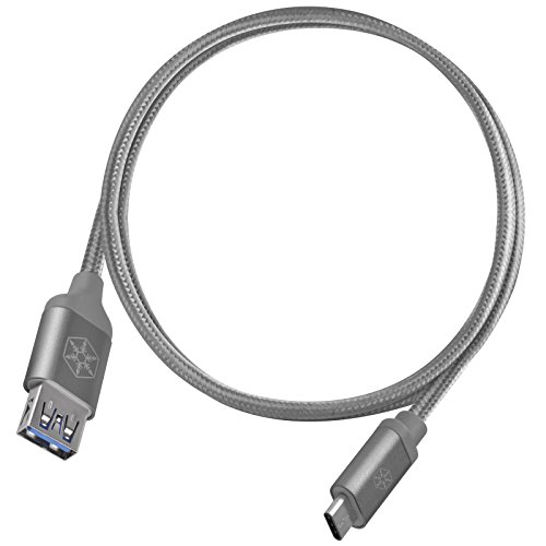 SilverStone SST-CPU05C-500 - Reversible USB Kabel, Typ C auf Typ A, extrem haltbar durch Mantel aus Nylongeflecht, High Speed Aufladung und Datensynchronisierung, 0.5 meter, kohlegrau von SilverStone Technology