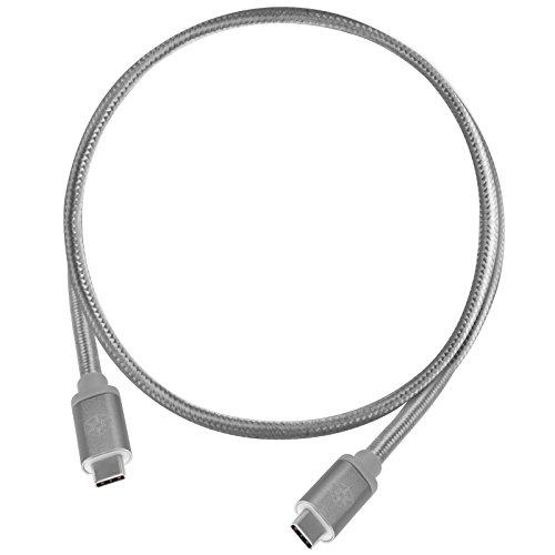 SilverStone SST-CPU06C-500 - Reversible USB Kabel, USB 3.1 Gen 2 Typ C auf Typ C, extrem haltbar durch Mantel aus Nylongeflecht, für Mobiltelefone und Speichergeräte 0.5 meter, dunkelgrau von SilverStone Technology