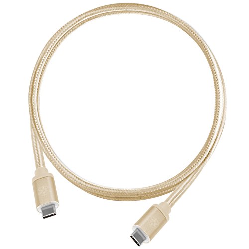 SilverStone SST-CPU06G-1000 - Reversible USB Kabel, USB 3.1 Gen 2 Typ C auf Typ C, extrem haltbar durch Mantel aus Nylongeflecht, für Mobiltelefone und Speichergeräte, 1.0 meter, gold von SilverStone Technology