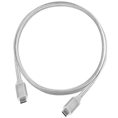 SilverStone SST-CPU06S-1000 - Reversible USB Kabel, USB 3.1 Gen 2 Typ C auf Typ C, extrem haltbar durch Mantel aus Nylongeflecht, für Mobiltelefone und Speichergeräte, 1.0 meter, silber von SilverStone Technology