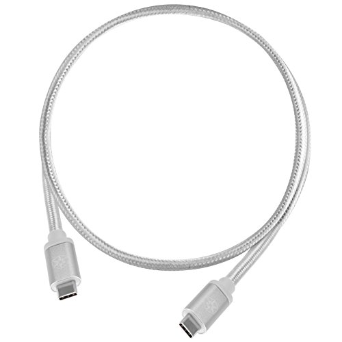 SilverStone SST-CPU06S-500 - Reversible USB Kabel, USB 3.1 Gen 2 Typ C auf Typ C, extrem haltbar durch Mantel aus Nylongeflecht, für Mobiltelefone und Speichergeräte, 0.5 meter, silber von SilverStone Technology