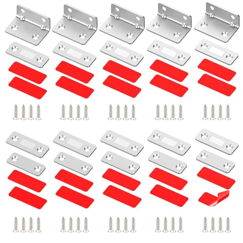 Simpeak 10 Set Magnetschnäpper Magnete für Schranktüren, Magnetischer Türverschluss Schiebetürverschluss Türmagnete Selbstklebend Küchenschrank Schrankschließer Türschließer, 5 Gerade +5 L-Form von Simpeak