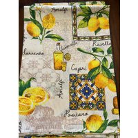 Limoncello Tischdecke Majolica Fliese Made in Italy Limone Sorrento von SimplySorrentoDesign