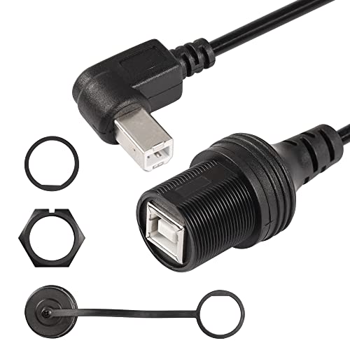 SinLoon USB 2.0 Typ-B Druckerkabel, USB 2.0 B Buchse auf rechtwinkligem B Stecker, kurzes Verlängerungskabel mit wasserdichtem Kopf, für Drucker, Scanner, mobile HDD und mehr von SinLoon