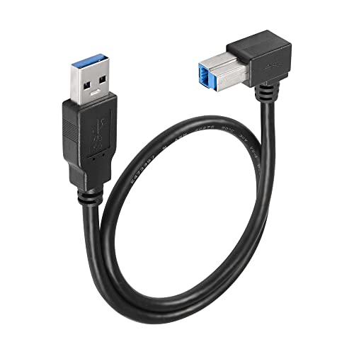 SinLoon USB 3.0-Druckerkabel, 90 Grad, USB 3.0 Typ A Stecker auf Typ B Stecker, Hochgeschwindigkeits-Druckerkabel für Festplatte, Drucker, Scanner, USB-Hub, Monitor und mehr (Left) von SinLoon