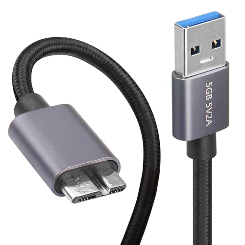 SinLoon USB MICRO USB 3.0 Nylon Festplattenkabel USB 3.0 A auf Micro B Kabel Externe Festplatte Kompatibel mit Western, Seagate Expansion, Toshiba Canvio, Kamera von SinLoon