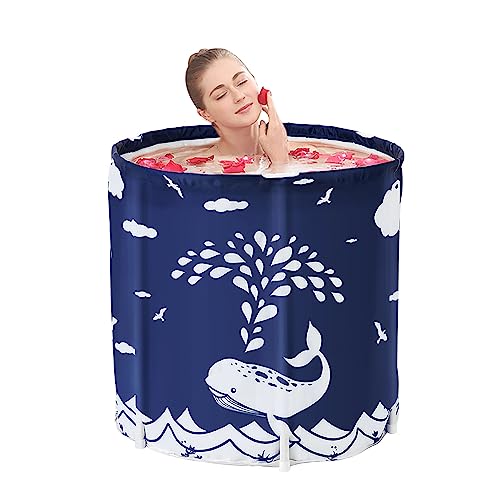 Sinbide 70 x 65 cm Badewanne, Faltbare Badewanne Erwachsene, Tragbare Bathwanne, Familienbadewanne für Dusche, Outdoor Bewegliche Badewannen, Bathtub, Große Größen (Wal Blau) von Sinbide