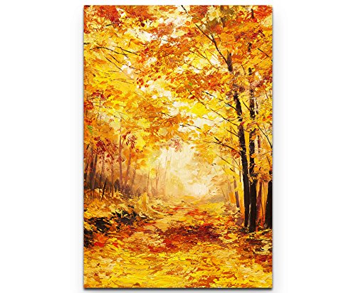 Paul Sinus Art Leinwandbilder | Bilder Leinwand 90x60cm Wald im Herbst – Ölgemälde Paul Sinus Art Leinwandbilder | Bilder Leinwand 90x60cm Wald im Herbst – Ölgemälde von Paul Sinus Art