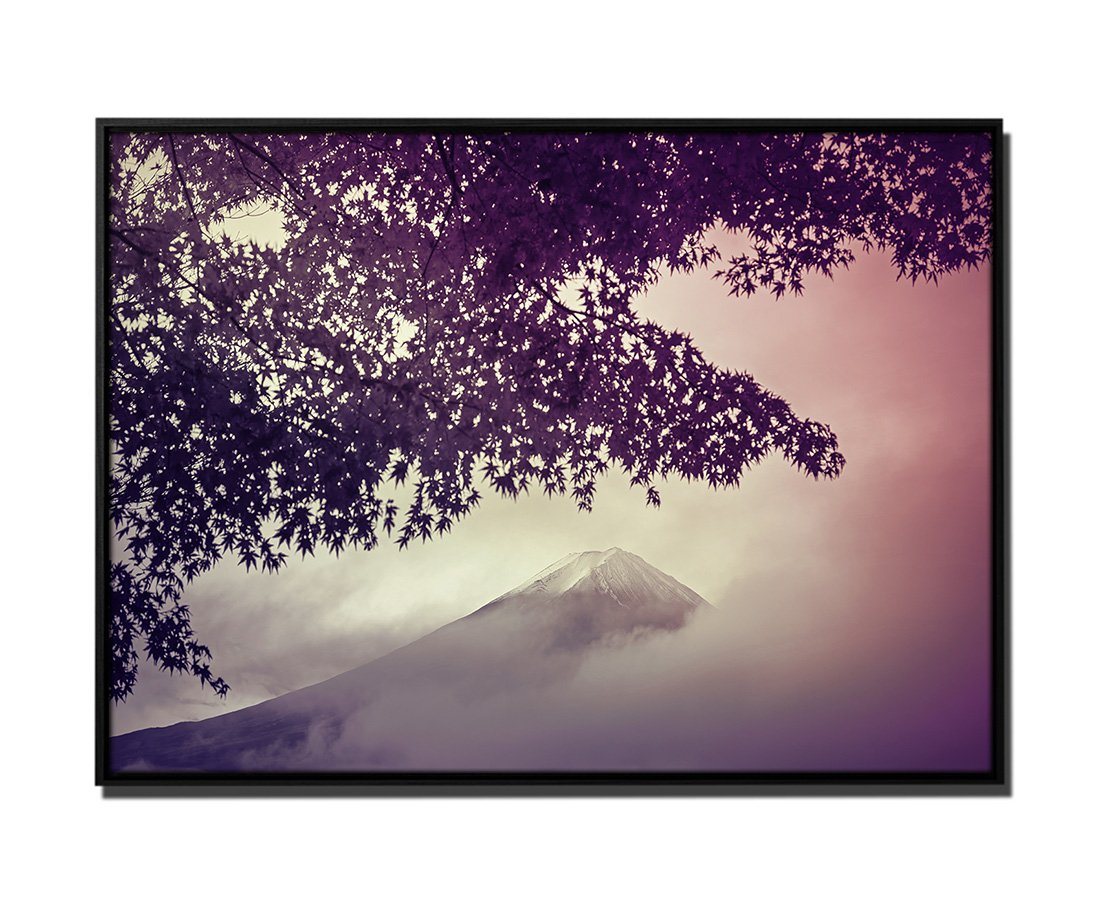 Sinus Art Leinwandbild 105x75cm Leinwandbild Petrol Natur Landschaft Montierung Fuji Kawakuchiko See Japan von Sinus Art