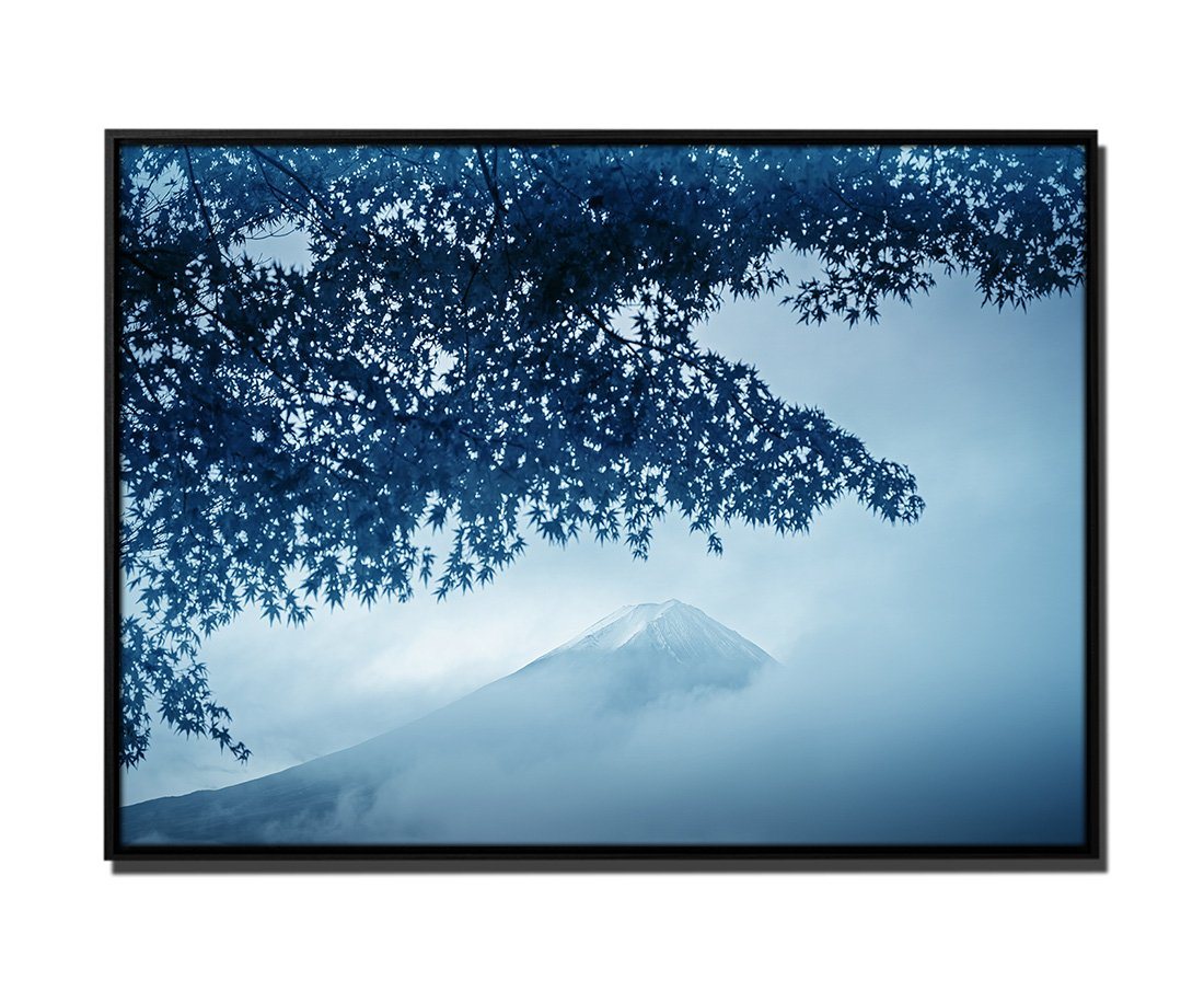 Sinus Art Leinwandbild 105x75cm Leinwandbild Petrol Natur Landschaft Montierung Fuji Kawakuchiko See Japan von Sinus Art