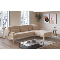 sit&more Ecksofa "Billund L-Form", Armlehnen aus Buchenholz in natur, verschiedene Bezüge und Farben von Sit&More