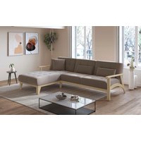 sit&more Ecksofa "Billund L-Form", Armlehnen aus Buchenholz in natur, verschiedene Bezüge und Farben von Sit&More