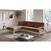 sit&more Ecksofa "Billund L-Form", Armlehnen aus Buchenholz in natur, verschiedene Bezüge und Farben von Sit&More