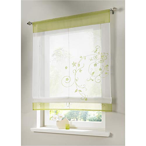 Siunwdiy Küche Transparent Vorhänge Bestickt Modern Voile raffrollo Transparent Vorhang,1er-Pack Raffrollo mit Tunnelzug Gardinen Scheibengardine,Grün,80x100cm Siunwdiy Küche Transparent Vorhänge Bestickt Modern Voile raffrollo Transparent Vorhang,1er-Pack Raffrollo mit Tunnelzug Gardinen Scheibengardine,Grün,80x100cm von Siunwdiy