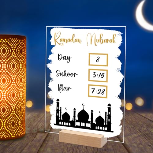Ramadan Kalender Countdown, 2024 Eid Mubarak Dekoration, Handgeschriebener Ramadan Kalender Kinder, Acryl kalender Ornament Gebet Ramadan Mubarak Deko Wohnzimmer Ramadan Geschenke Für Kinder (D) von Skeadex
