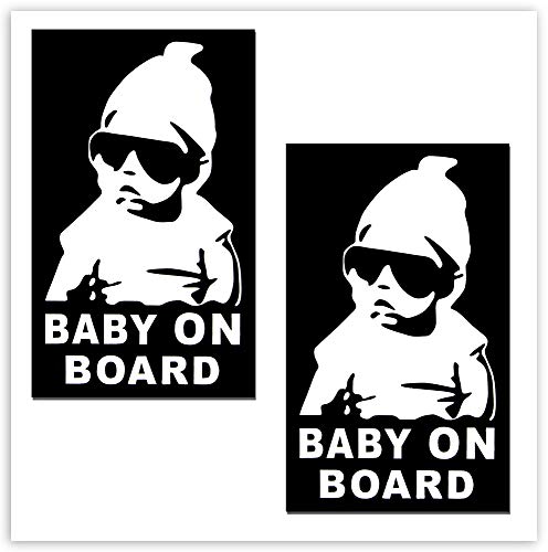 SkinoEu® 2 Stück Vinyl Aufkleber Autoaufkleber Stickers Baby On Board Kind Kinder an Bord Kind Sicherheit Auto Motorrad Fahrrad Fenster Tür B 172 von Skino