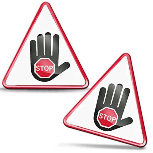 SkinoEu® 2 x Aufkleber 3D Gel Silikon Achtung Warnung Hinweis Strom Warnschilder Warning Sticker Gefahrenzone Hör auf Hand Alarmanlage Warnschild Hochspannung Biohazardaufkleber KS 129 von Skino