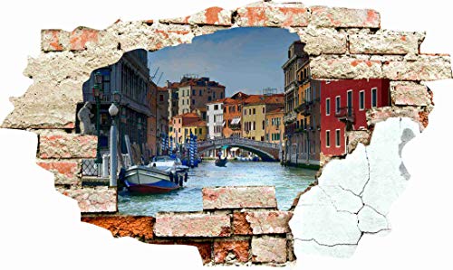 Skins4u Wanddurchbruch 3D Optik Wandtattoo Wandbild Aufkleber Foto Tapete Dekoration Bild Motiv Venedig von Skins4u