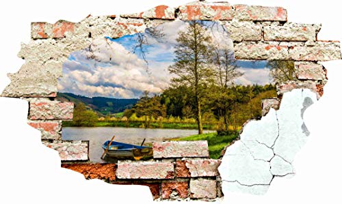 Skins4u Wanddurchbruch 3D Optik Wandtattoo Wandbild Aufkleber Foto Tapete Dekoration Bild Motiv Waldsee von Skins4u