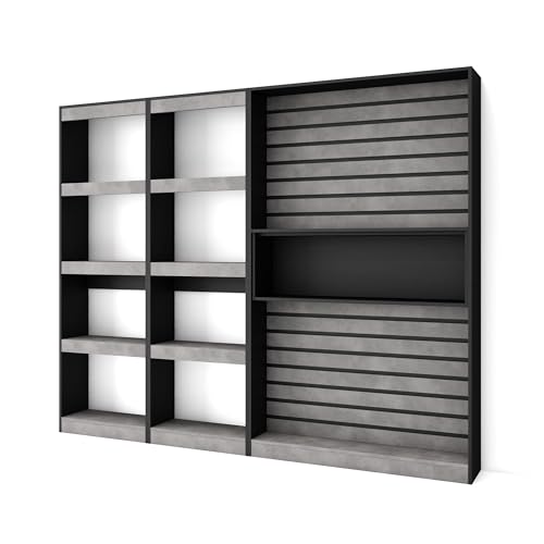 Skraut Home | Bücherregal Bibliothek | Bookshelf, Bookcase | 230x186x25cm | Wohnzimmer, Esszimmer, Büro | Aufbewahrungsregal | Moderner Stil | Zement von Skraut Home