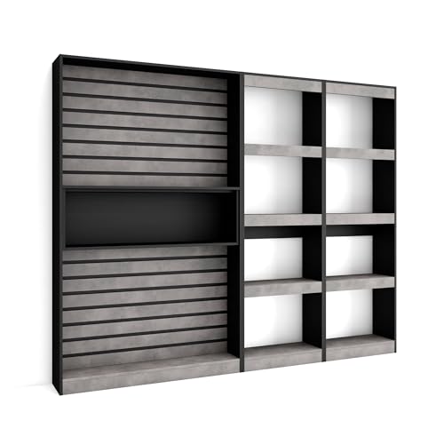 Skraut Home | Bücherregal Bibliothek | Bookshelf, Bookcase | 230x186x25cm | Wohnzimmer, Esszimmer, Büro | Aufbewahrungsregal | Moderner Stil | Zement von Skraut Home