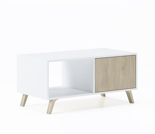 Skraut Home – Couchtisch – 45 x 92 x 50 cm – niedriger Tisch ideal für Wohnzimmer oder Esszimmer – Windmodell – widerstandsfähiges Holz – Hilfsmöbel – Weiß/Puccini-Finish Skraut Home – Couchtisch – 45 x 92 x 50 cm – niedriger Tisch ideal für Wohnzimmer oder Esszimmer – Windmodell – widerstandsfähiges Holz – Hilfsmöbel – Weiß/Puccini-Finish von Skraut Home