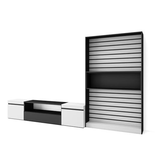 Skraut Home Wohnzimmermöbel für TV | Esstisch-Set | 210 x 186 x 35 cm | für Fernseher bis 80 Zoll | TV-Möbel | moderner Stil | Schwarz und Weiß Skraut Home Wohnzimmermöbel für TV | Esstisch-Set | 210 x 186 x 35 cm | für Fernseher bis 80 Zoll | TV-Möbel | moderner Stil | Schwarz und Weiß von Skraut Home