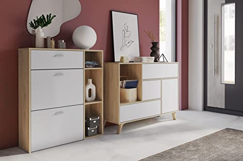 Skraut Home Möbel für den Eingangsbereich, Anrichte und Schuhschrank, Roble-Blanco, Mittel von Skraut Home