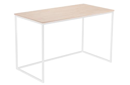 Skraut Home – Schreibtisch - Studiertisch – Modell MIA – 120 x 60 x 75 cm – Farbe Eichenholz – mit weißen Metallbeinen – Schreibtisch im nordischen Stil von Skraut Home