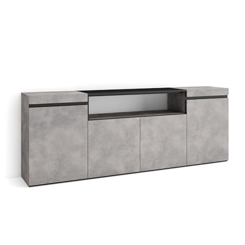 Skraut Home | Sideboard, Highboard | Kommode, Komodenschrank | 200x75x35cm | 4 Türen | Wohnzimmer, Küche | Moderner Stil | Zement von Skraut Home