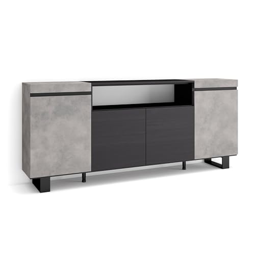 Skraut Home | Sideboard, Highboard | Kommode, Komodenschrank | 200x87x35cm | 4 Türen | Industriedesign | Moderner Stil | Zement von Skraut Home