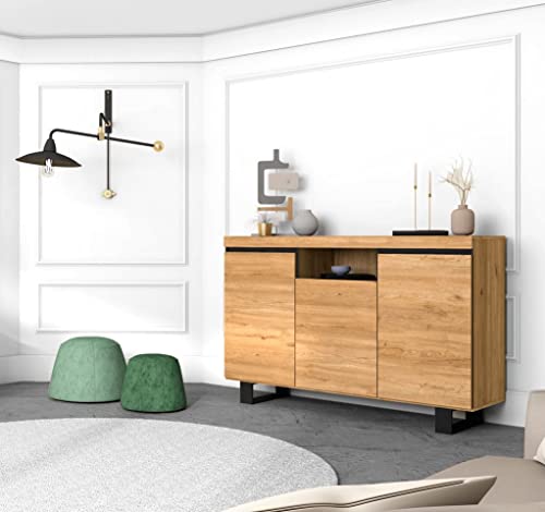 Skraut Home Sideboard für Ihr Wohnzimmer oder Esszimmer, Eiche, Schwarzeiche, 140x40x92cm von Skraut Home