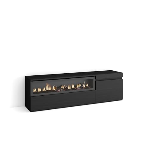 Skraut Home | TV-Schrank, Lowboard | für Wohnzimmer und Esszimmer | 150x45x35cm | Für TV-Geräte bis zu 65" | Elektrokamin. Maße | Moderner Stil | Schwarz Skraut Home | TV-Schrank, Lowboard | für Wohnzimmer und Esszimmer | 150x45x35cm | Für TV-Geräte bis zu 65" | Elektrokamin. Maße | Moderner Stil | Schwarz von Skraut Home
