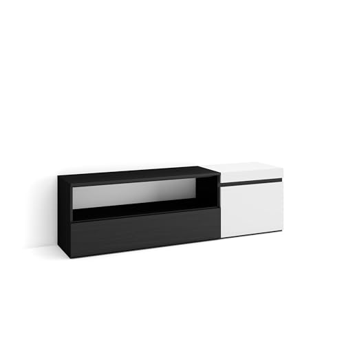 Skraut Home | TV-Schrank, Lowboard | für Wohnzimmer und Esszimmer | 150x45x35cm | Für TV-Geräte bis zu 65" | Fernsehtisch | Moderner Stil | Weiß und Schwarz Skraut Home | TV-Schrank, Lowboard | für Wohnzimmer und Esszimmer | 150x45x35cm | Für TV-Geräte bis zu 65" | Fernsehtisch | Moderner Stil | Weiß und Schwarz von Skraut Home