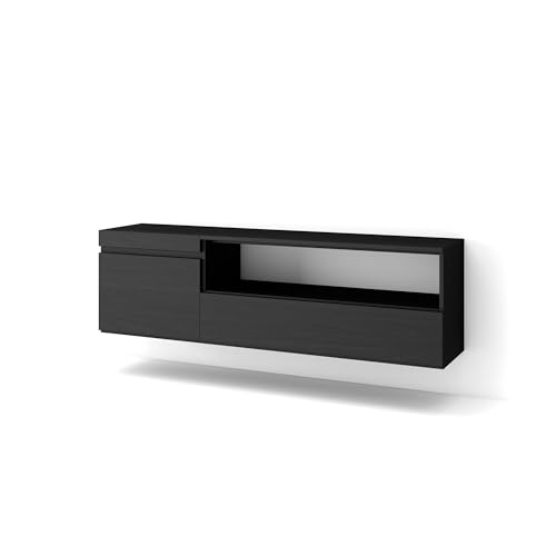 Skraut Home | TV-Schrank, Lowboard | für Wohnzimmer und Esszimmer | 150x45x35cm | Für TV-Geräte bis zu 65" | Hängend | Moderner Stil | Schwarz Skraut Home | TV-Schrank, Lowboard | für Wohnzimmer und Esszimmer | 150x45x35cm | Für TV-Geräte bis zu 65" | Hängend | Moderner Stil | Schwarz von Skraut Home