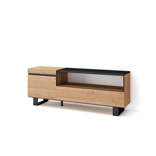 Skraut Home | TV-Schrank, Lowboard | für Wohnzimmer und Esszimmer | 150x57x35cm | Für TV-Geräte bis zu 65" | Industriedesign | Moderner Stil | Eiche Schwarz Skraut Home | TV-Schrank, Lowboard | für Wohnzimmer und Esszimmer | 150x57x35cm | Für TV-Geräte bis zu 65" | Industriedesign | Moderner Stil | Eiche Schwarz von Skraut Home