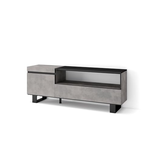 Skraut Home | TV-Schrank, Lowboard | für Wohnzimmer und Esszimmer | 150x57x35cm | Für TV-Geräte bis zu 65" | Industriedesign | Moderner Stil | Zement Skraut Home | TV-Schrank, Lowboard | für Wohnzimmer und Esszimmer | 150x57x35cm | Für TV-Geräte bis zu 65" | Industriedesign | Moderner Stil | Zement von Skraut Home
