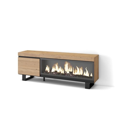 Skraut Home | TV-Schrank, Lowboard | für Wohnzimmer und Esszimmer | 160 | Für TV-Geräte bis zu 65" | Elektrokamin XXL | Industriedesign | Moderner Stil | Eiche Skraut Home | TV-Schrank, Lowboard | für Wohnzimmer und Esszimmer | 160 | Für TV-Geräte bis zu 65" | Elektrokamin XXL | Industriedesign | Moderner Stil | Eiche von Skraut Home