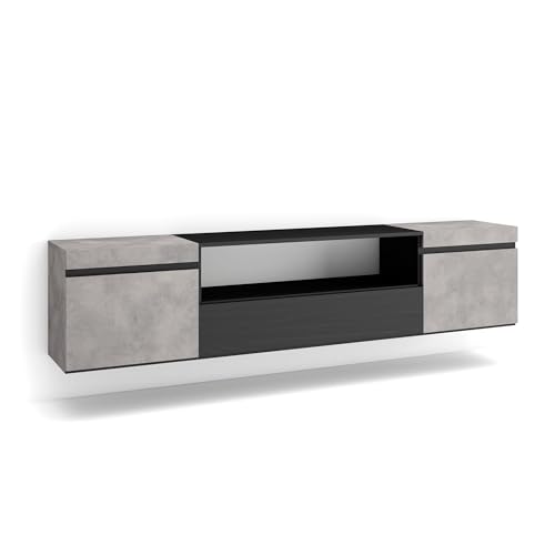Skraut Home | TV-Schrank, Lowboard | für Wohnzimmer und Esszimmer | 200x45x35cm | Für TV-Geräte bis zu 80" | Hängend | Moderner Stil | Zement Skraut Home | TV-Schrank, Lowboard | für Wohnzimmer und Esszimmer | 200x45x35cm | Für TV-Geräte bis zu 80" | Hängend | Moderner Stil | Zement von Skraut Home