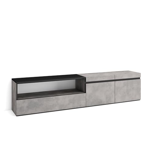 Skraut Home | TV-Schrank, Lowboard | für Wohnzimmer und Esszimmer | 200x45x35cm | Für TV-Geräte bis zu 80" | Fernsehtisch | Moderner Stil | Zement Skraut Home | TV-Schrank, Lowboard | für Wohnzimmer und Esszimmer | 200x45x35cm | Für TV-Geräte bis zu 80" | Fernsehtisch | Moderner Stil | Zement von Skraut Home