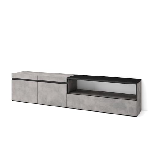 Skraut Home | TV-Schrank, Lowboard | für Wohnzimmer und Esszimmer | 200x45x35cm | Für TV-Geräte bis zu 80" | Fernsehtisch | Moderner Stil | Zement Skraut Home | TV-Schrank, Lowboard | für Wohnzimmer und Esszimmer | 200x45x35cm | Für TV-Geräte bis zu 80" | Fernsehtisch | Moderner Stil | Zement von Skraut Home