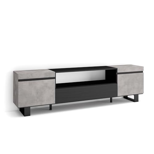 Skraut Home | TV-Schrank, Lowboard | für Wohnzimmer und Esszimmer | 200x57x35cm | Für TV-Geräte bis zu 80" | Industriedesign | Moderner Stil | Zement Skraut Home | TV-Schrank, Lowboard | für Wohnzimmer und Esszimmer | 200x57x35cm | Für TV-Geräte bis zu 80" | Industriedesign | Moderner Stil | Zement von Skraut Home