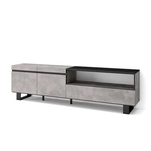 Skraut Home | TV-Schrank, Lowboard | für Wohnzimmer und Esszimmer | 200x57x35cm | Für TV-Geräte bis zu 80" | Industriedesign | Moderner Stil | Zement Skraut Home | TV-Schrank, Lowboard | für Wohnzimmer und Esszimmer | 200x57x35cm | Für TV-Geräte bis zu 80" | Industriedesign | Moderner Stil | Zement von Skraut Home