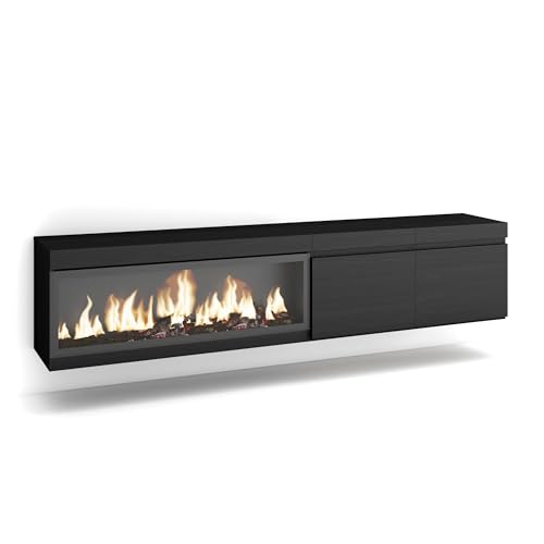 Skraut Home | TV-Schrank, Lowboard | für Wohnzimmer und Esszimmer | 210 | Für TV-Geräte bis zu 80" | Elektrokamin XXL | Hängend | Moderner Stil | Schwarz Skraut Home | TV-Schrank, Lowboard | für Wohnzimmer und Esszimmer | 210 | Für TV-Geräte bis zu 80" | Elektrokamin XXL | Hängend | Moderner Stil | Schwarz von Skraut Home